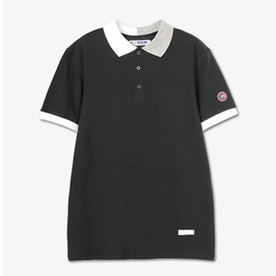 有型！Preppy Elite 拼色衣领短袖POLO（黑白2色）