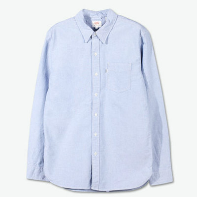 Levi’s 男士纯棉蓝色尖领长袖衬衫