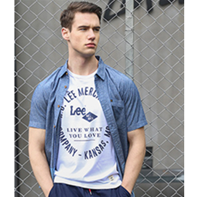 历史低价！Lee拼接色男士短袖衬衫L15984J863RF