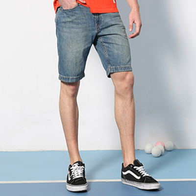 夏季单品！Lee蓝色水洗男子牛仔短裤L141931MQ3KK