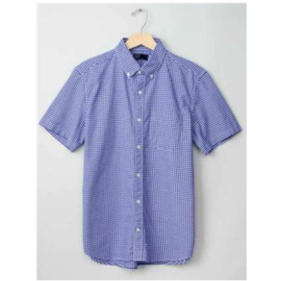 618粉丝狂欢价！Gap美式格纹短袖扣领尖领衬衫201294-1