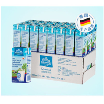 德国品质！欧德堡全脂纯牛奶200ml*24盒