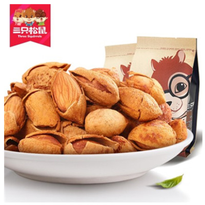 口感酥脆！三只松鼠手剥巴旦木235gx2袋