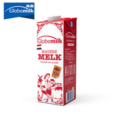 脱脂营养！Globemilk荷高高钙奶脱脂牛奶1L*6盒一箱