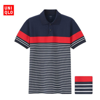 舒适休闲！UNIQLO优衣库快干横条POLO衫169355