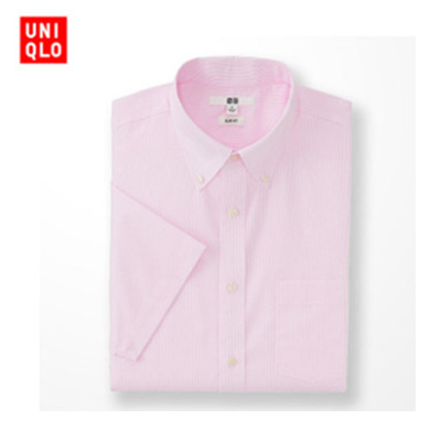 时尚粉色！优衣库DRY EASY CARE修身条纹衬衫170769