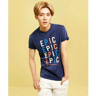 鹿晗同款！Gap休闲做旧风格字母印花舒适短袖圆领套头T恤200096