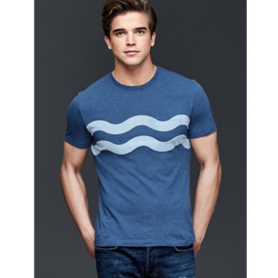 新低！Gap男子纯棉局部条纹单袋短袖T恤200095