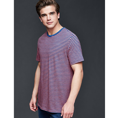 简约设计！Gap男装纯棉百搭靛蓝染双色条纹短袖T恤200544