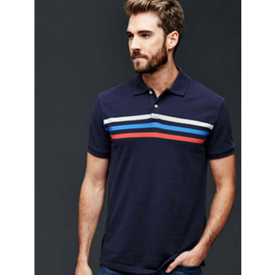 百搭单品！Gap男装时尚局部彩色条纹短袖Polo衫200505