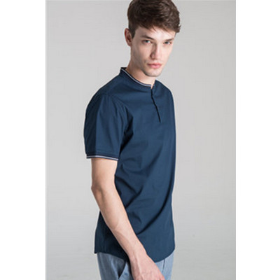 轻薄面料！C＆A男式亨利领拼接短袖衬衫CA200172099