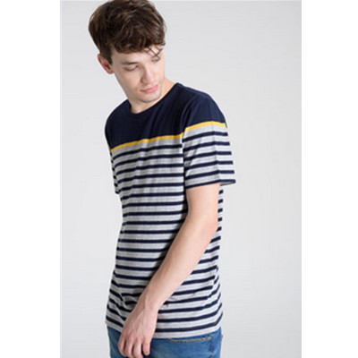 盛夏热促！C＆A男式条纹拼色短袖T恤CA200175540