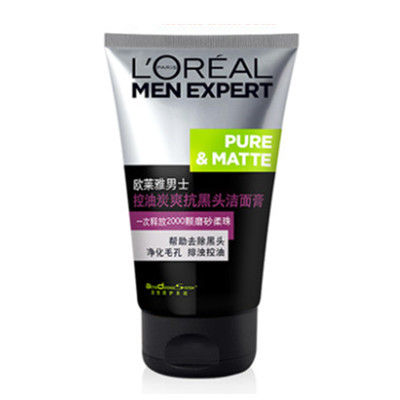 控油抗黑头！欧莱雅男士控油炭爽抗黑头洁面膏100ml