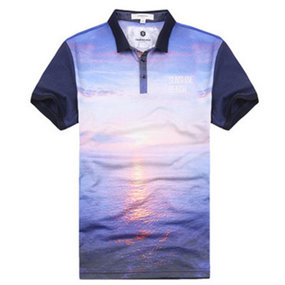 盛夏热促！马克华菲风景数码高清印花翻领Polo衫71522171100