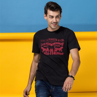 盛夏热促！Levi's李维斯Logo印花黑色圆领短袖T恤17783-0202