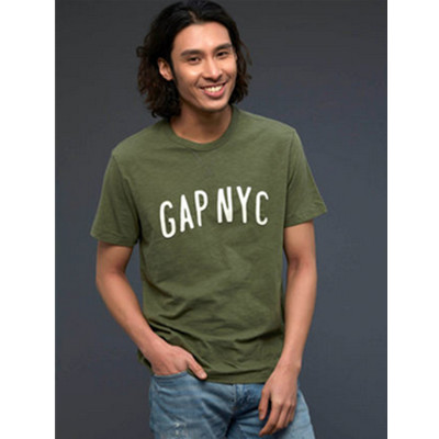 盛夏热促！Gap男装纯棉竹节棉别致徽标印花短袖T恤198776