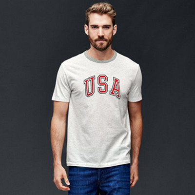 盛夏热促！Gap男装纯棉美式字母印花短袖T恤237388
