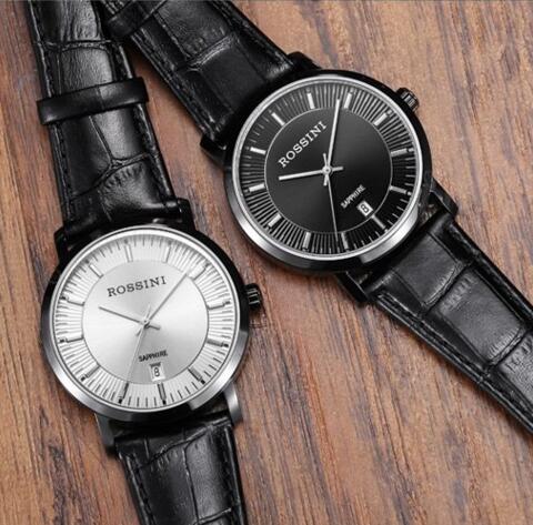 自营爆款！ROSSINI 罗西尼 酷黑全喷砂表壳 石英男表