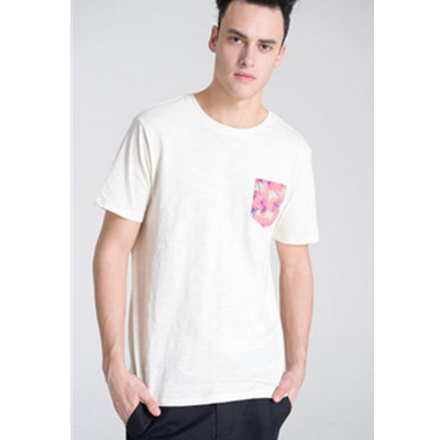 盛夏热促！C＆A男式印花口袋竹节纹T恤CA200172865