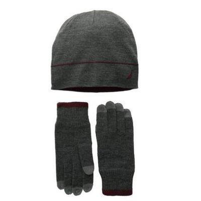 温暖！Nautica诺帝卡 Reversible 帽子手套套装