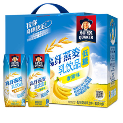 膳食纤维！桂格高纤燕麦乳利乐装250ml*24盒