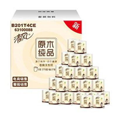 限时秒杀价！清风 原木纯品3层卷纸 270段*27卷 整箱装