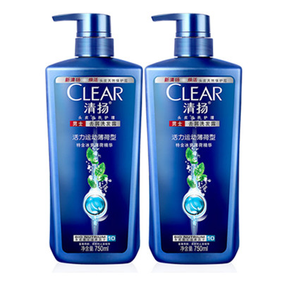清爽不油腻！清扬男士去屑洗发露750ml*2