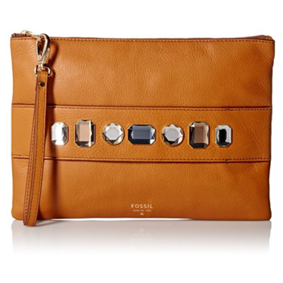 新低！Fossil Large Wristlet 女士真皮手拿包