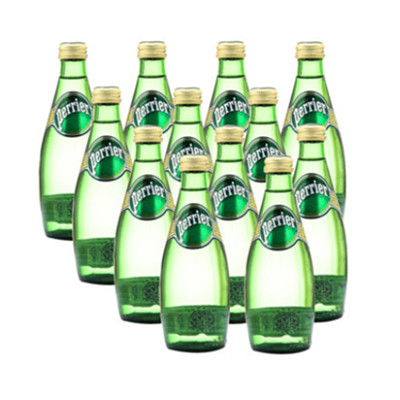 纯净水质！巴黎水天然有气矿泉水瓶装330mlx12瓶