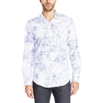 休闲味儿！CK Pixel Square 男款休闲印花衬衫