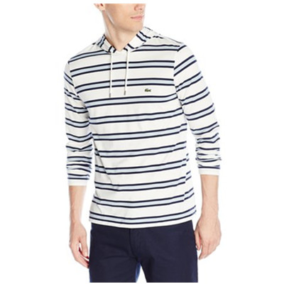 新低！​Lacoste 法国鳄鱼 Striped Pima 男士连帽休闲衫