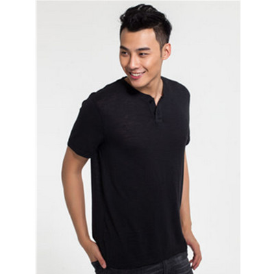 狂暑季！OLD NAVY男装简约纯色亨利领短袖T恤224032