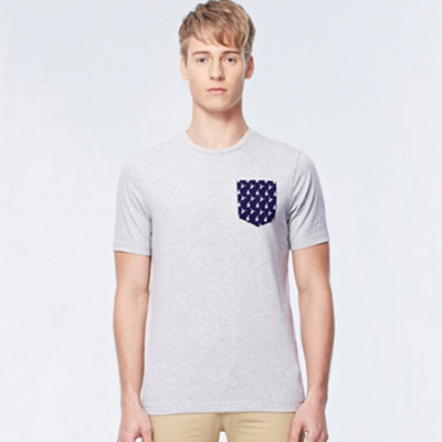 狂暑季！佐丹奴男装纯棉印花拼袋修身短袖T恤01024615