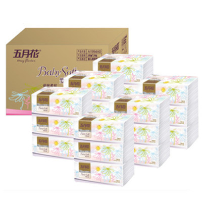 划算实惠！五月花中幅双层抽纸巾纸180抽*18包