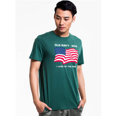 美式风格！OLD NAVY徽标棉质美国国旗印花圆领短袖套头T恤136564