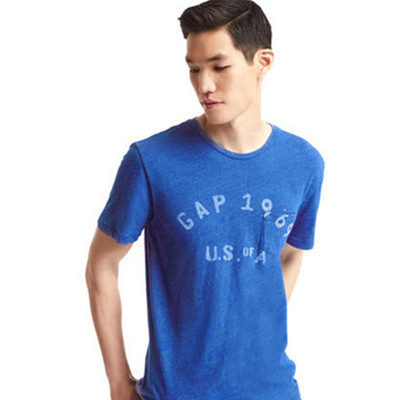 狂暑季！Gap徽标纯棉仿旧印花单袋短袖T恤200086