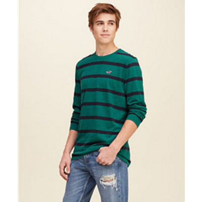 帅气百搭！Hollister条纹标识图样T恤113666