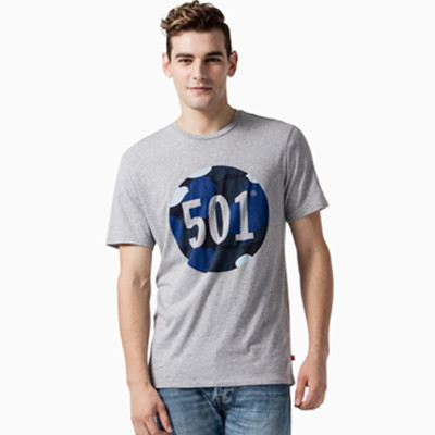 夏季单品！Levi's李维斯男士Logo印花纯棉灰色短袖T恤26572-0002