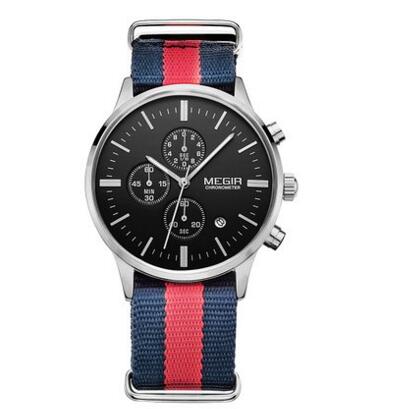 清新时尚！MEGIR 美格尔 石英男士手表 多彩尼龙带