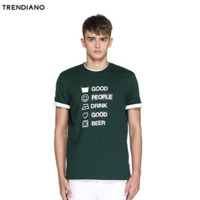时髦随性！TRENDIANO休闲时尚纯棉印花短袖圆领T恤315202601E