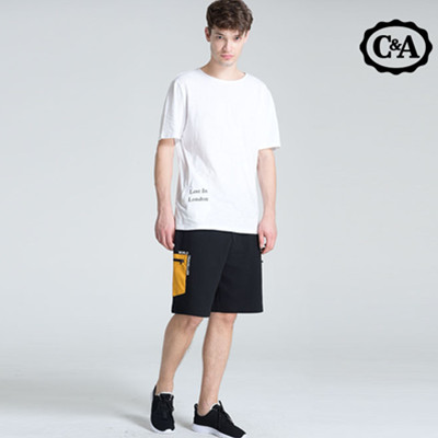 夏季单品！C＆A男式撞色标语针织束带短裤CA200175599