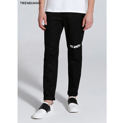 愤怒的小鸟限量款！TRENDIANO潮纯棉字母印花休闲裤3HC2065290
