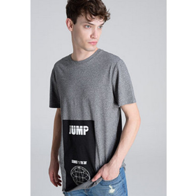 潮人必备！C＆A男式撞色印花OVERSIZE侧开叉T恤CA200175549