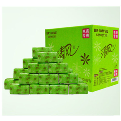 细腻柔韧！清风抽纸淡绿花2层200抽20包整箱装