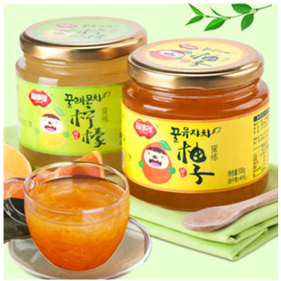 健康果茶！福事多蜂蜜柚子茶500g+柠檬茶500g组合