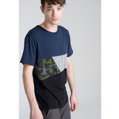 百搭减龄！C＆A男式不规则拼接短袖T恤CA200176177