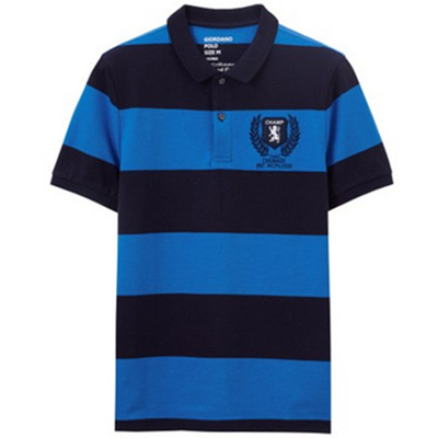 新低！佐丹奴拼色条纹修身短袖POLO衫01016334