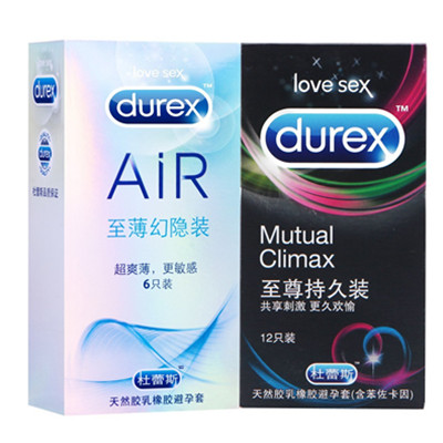 安全持久！Durex杜蕾斯避孕套AIR至薄幻隐装6只+至尊持久装12只