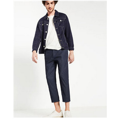 休闲百搭！ZARA男装绣图九分休闲裤06786412401