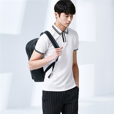 经典百搭！GXG男士韩版修身白色翻领短袖POLO衫#62824002